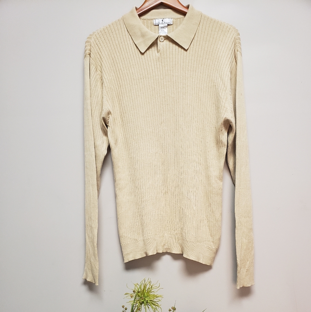 Men's Vintage Cumran LS Collared Stretch-Fit Shirt, Size L
